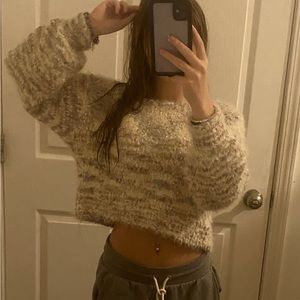 multi colored fluffy sweater, perfect for cold weather! HYFVE worth $60